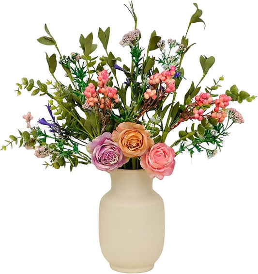 Artificial Flower Stems 6 Pcs, 19 Inch Hydrangea & Rose Floral Picks, Realistic Spring Flower Stems for Home Decor, Wedding, Seasonal Centerpieces