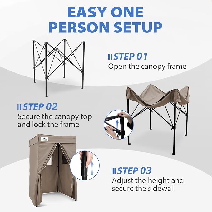 EAGLE PEAK 4x4 Pop Up Changing Tent, Flat Top Changing Room, Brown | Portable, Privacy Tent, Pool Cabana, Dressing Room, Shower & Toilet Use, Opaque Fabric, Instant Setup, Photoshoots, Camping