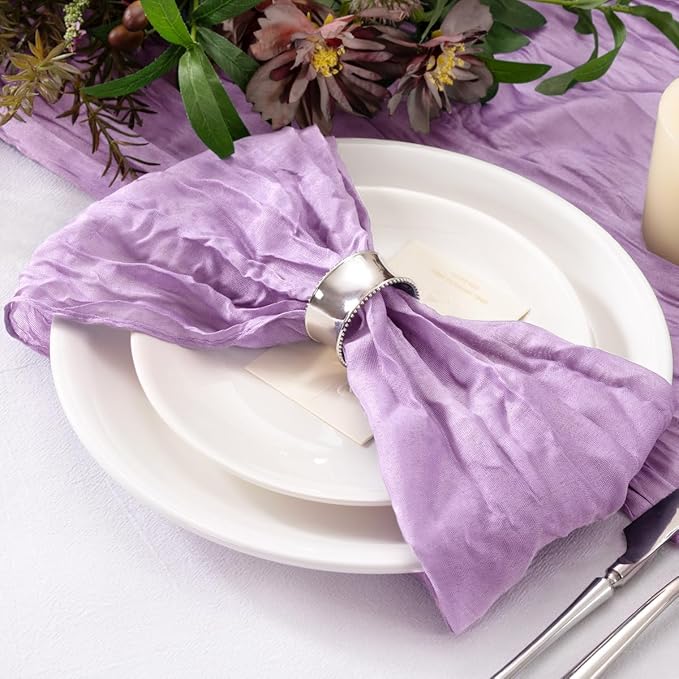 20 Pack Lilac Cheesecloth Napkins Cloth Washable Spring Summer Cloth Napkins Set of 20 Bulk 21x21 Inches for Wedding Baby Bridal Shower Birthday Dinner Party Home Table Decor