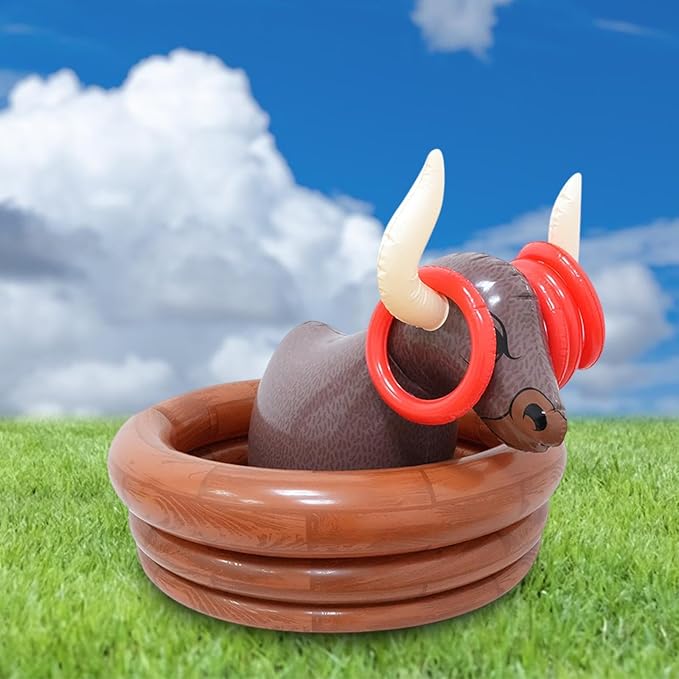 Inflatable Water Bull Cooler Beverage Serving Container Party Supplies Rings Toss Toy Ice Holder Ice Bucket for Outdoor Beach