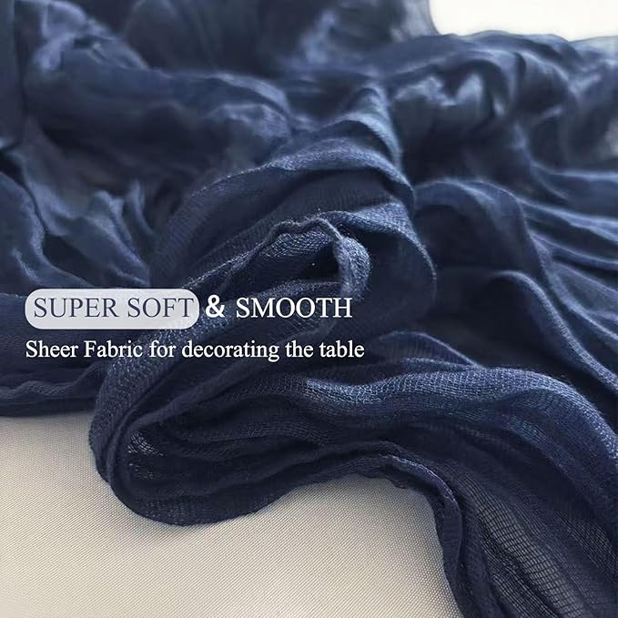 6Pack Navy Blue Cheesecloth Table Runner 10Ft Gauze Table Runner Navy Blue Cheese Cloth Table Runners Long Sheer Fabric Tablerunners for Wedding Party Bridal Shower Thanksgiving Christmas