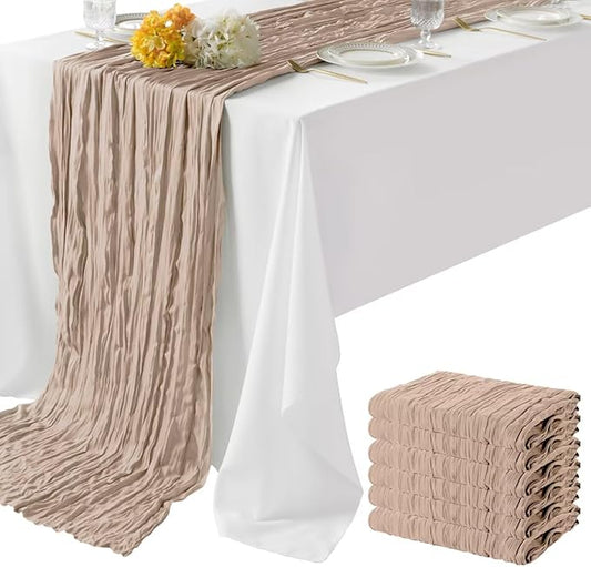 6 Pack Nude Cheesecloth Table Runner 35"×120" Gauze Fabric Table Runner Rustic Sheer Runner for Wedding Birthday Baby Shower Party Table Decoration Nude 6 Pack