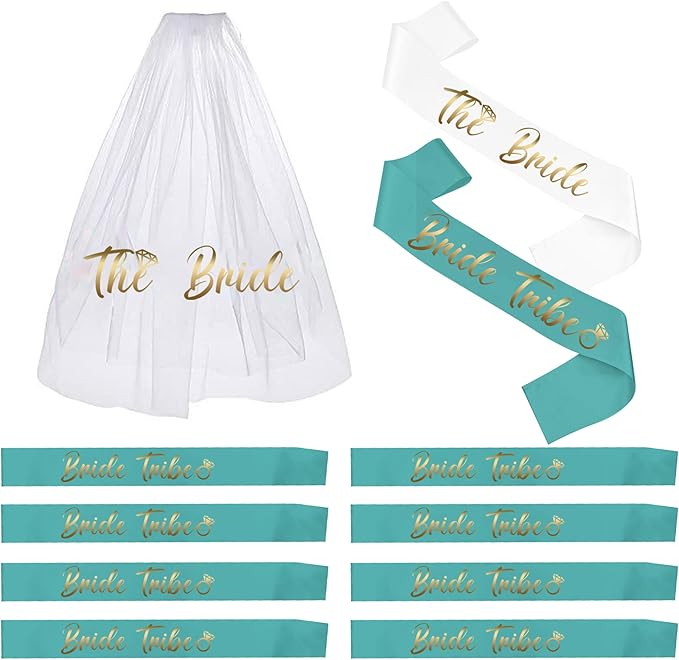Bachelorette Sashes and Bridal Veil Set Bride Tribe Sash Bachelorette Party Favors