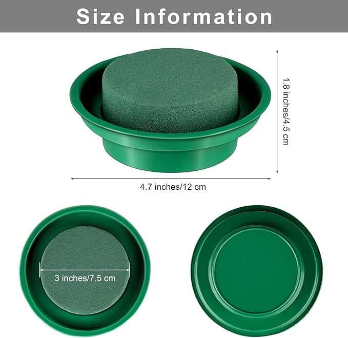 Hahood 8 Packs Green Floral Foam Rounds in Bowls DIY Flower Arrangement Kit for Fresh and Artificial Flowers, 4.7 Inch Diameter, Simple Style, Flower Foam, ARTIFICIAL PLANT
