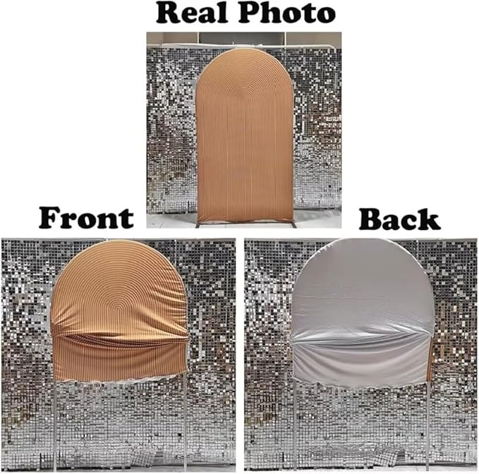 KONPON Brown Ripples Arched Frame Fabric Cover for Birthday Partied Double-Sided Stretchy Chiara Backdrops Arched Wall Stands Covers Arch Backdrop Cover 3x6.5ft