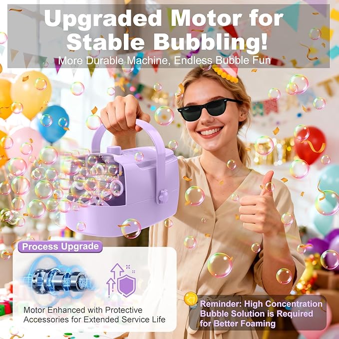 Bubble Machine Automatic Bubble Maker: Durable Bubble Blower 18000+ Big Bubbles Per Minute for Indoor Outdoor Wedding Birthday Party - Portable Bubble Machine for Kids Toddlers