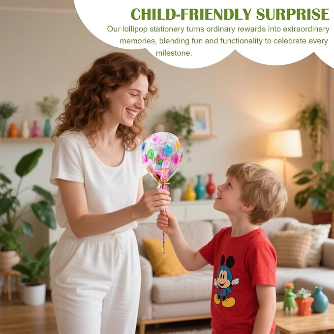 Rpefq Party Favors for Kids, 24 Pack Giant Lollipop-Shaped Stationery Set Return Gifts for Birthday Party,Fun Birthday Goodie Bags Classroom Rewards Students Gifts Class Prizes