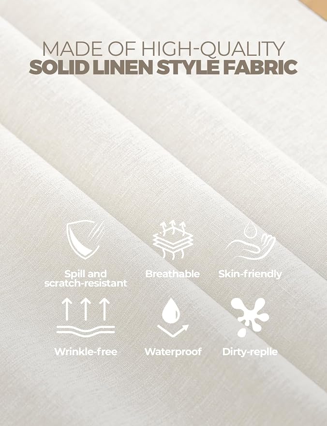 Decorelia Faux Linen Farmhouse Table Cloth 60"x120" for Rectangle Table, Ivory Waterproof Outdoor Washable Cloth Tablecloth for Rectangular Dining Room Kitchen Outdoor Party Restaurant Decor