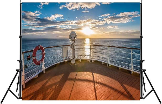 7x5ft Cruise Ship Backdrop Cruise Theme Party Decorations Nautical Banner Photo Booth Props for Birthday Decorations Wedding Party Supplies