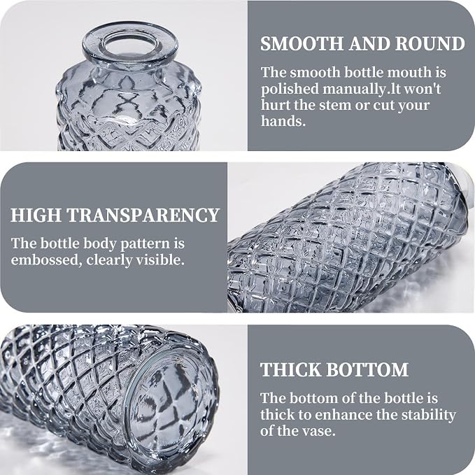 Mini Bud Vases As Wedding Centerpieces for Tables,Clear Bud Vases for Flowers,Small Flower Vases Suitable for Birthday Party,Anniversary,Wedding Reception,Baby Shower (Black, 24PCS)