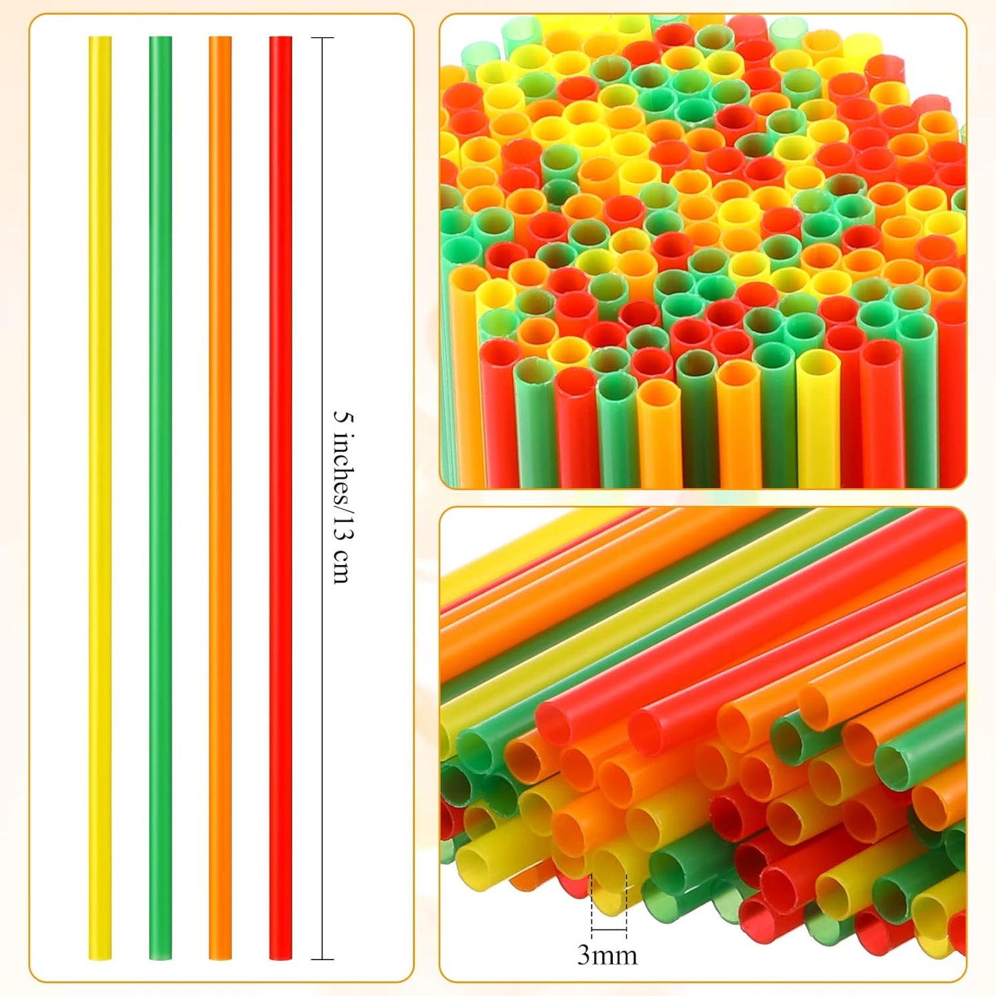 6000 Count Coffee Cocktail Stirrers Straws Disposable Plastic Sip Stir Sticks Cocktail Drink Stirrers Sticks Cups Straws for Bars Juice Drinking(Colorful,5 Inch)