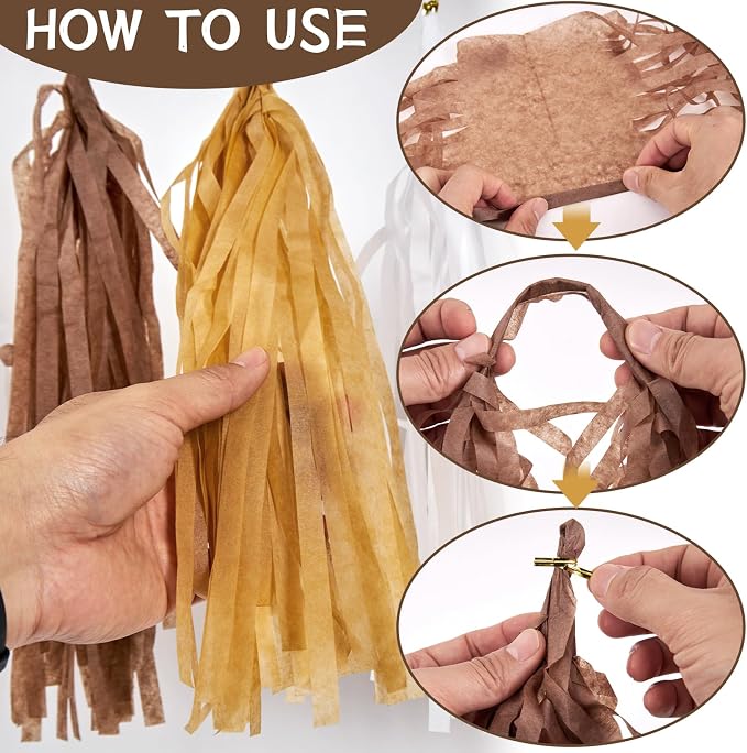 Brown Birthday Party Decorations for Women Neutral Boho Happy Banner Banner Brown Cream Honeycomb Paper Fans Hanging Tassel Garland Rustic Wedding Baby Shower Western Cowboy Party Supplies