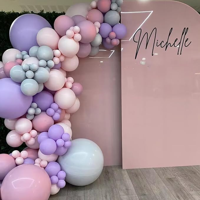 Lavender Balloons Different Sizes, 18 12 10 5 Inch Double Stuffed Macaron Purple Balloons, Matte Purple Balloon Arch for Boho Party,Baby Shower,Birthday,Weddings,Christening,Graduation(Mist Lavender)