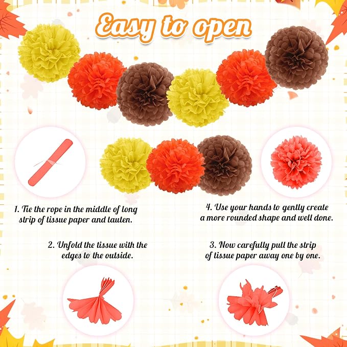 Fall Thanksgiving Party Decorations Set, Includes Give Thanks Banner,Fringe Curtain,Paper Flowers,Autumn Maple Leaves Garland and Foil Balloon for Indoor Home Party Office Classroom Fall Decor