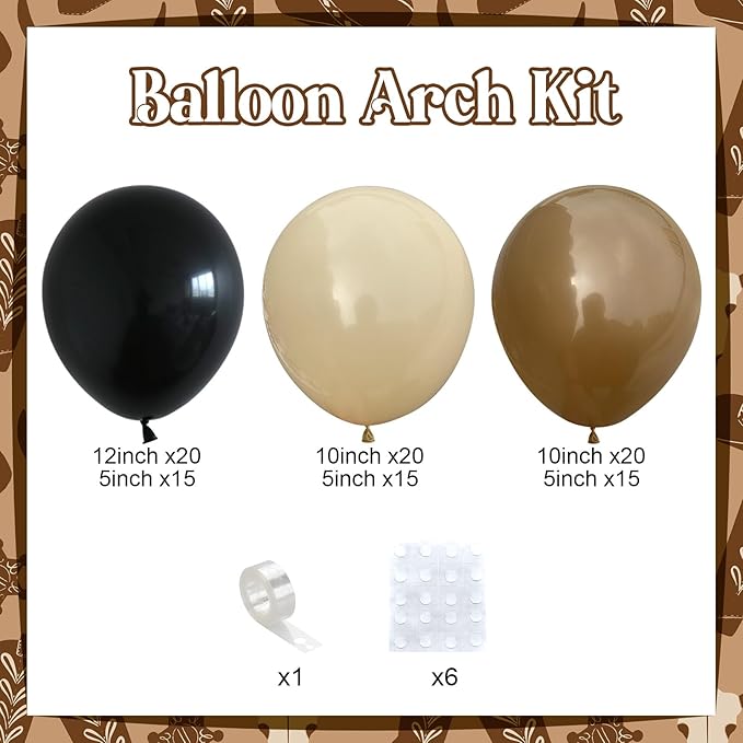 Black and Brown Balloon Garland Arch Kit, 105 PCS Black Brown and Nude Beige Balloon Different Size for Western Farm First Rodeo Wild West Cowboy Baby Shower Birthday Party Decorations