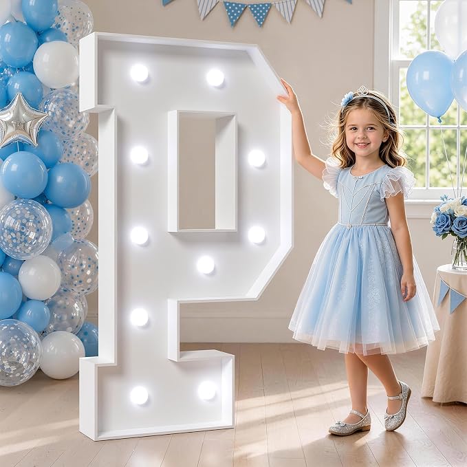 Marquee Letters - 4FT Cool Light P, Large Party Decor DIY Kit 25pcs Accessory Set