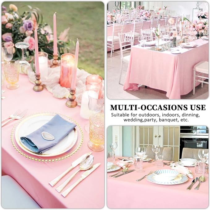 8 Pack Pink Tablecloth 60 x 126 Inch Rectangular for 8 Foot Rectangle Tables, Wrinkle Resistant Pink Table Cloth Washable Polyester Fabric for Holiday Buffet Wedding Party Banquet