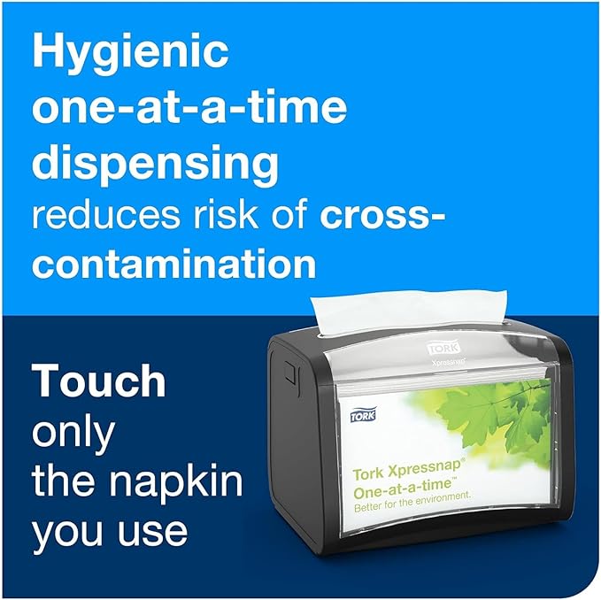 Tork Xpressnap White Dispenser Napkins N4 Advanced Interfold 1-Ply for Hygienic Dispensing 12 Packs of 500 (6000 Total) - (DX900)
