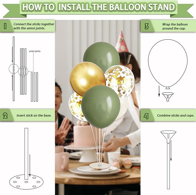 Guudmua 222 Pcs Sage Green Happy Birthday Decorations, Birthday Decorations for Women or Girl Kit- Disposable Dinnerware Set with 25 Guest, Balloons, Sash, Tiara, Banner, Paper Pom Poms