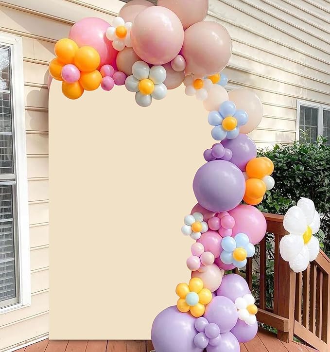 FANPROMS Beige Spandex Arch Cover 6FT Wedding Arch Covers for Chiara Arched Stand Decor Arched Cover Backdrop Fabric Birthday Arches Covers Stretchy Backdrop for Baby Shower Party Decorations