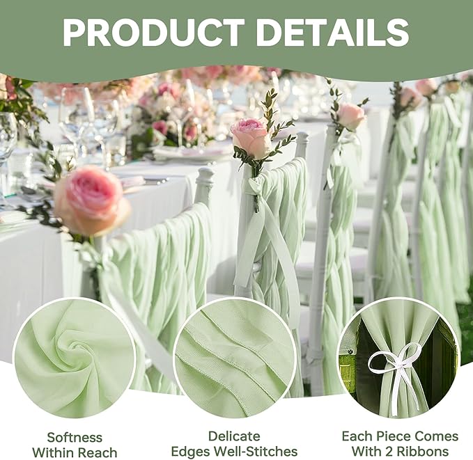 Table Runner Mint Green Sheer Chiffon 35x120 Inches for Spring Party Baby Shower Home Dining Table Decor
