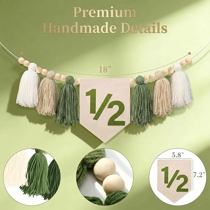 Baby First Birthday Party Decorations First Highchair Banner For Baby Boys Blue High Chair Banner Crown Cake Topper Baby Photo Banner 1st Birthday Photo Backdrop (1/2 Green)