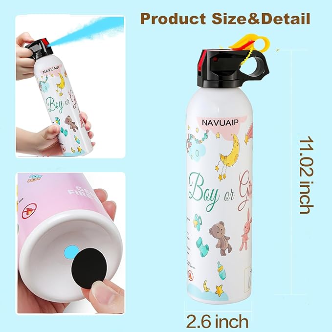 Large Gender Reveal Fire Extinguisher, Gender Reveal Color Smoke Powder Spray, 2 Pcs Blue Blaster Only for Baby Boy with Blue Smoke Suitable for Gender Reveal Party, 100% Biodegradable Party Supplies
