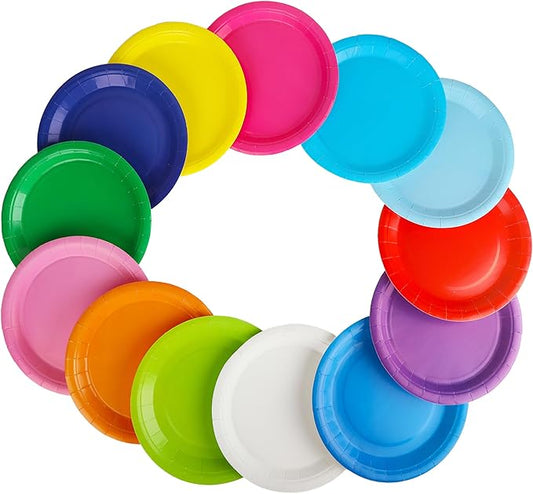 260 Pcs Colorful Paper Plates Bulk 9 Inch Heavy Duty Disposable Paper Plates Rainbow Round Plate for Wedding Birthday Festival Party Supply Picnic, 13 Colors