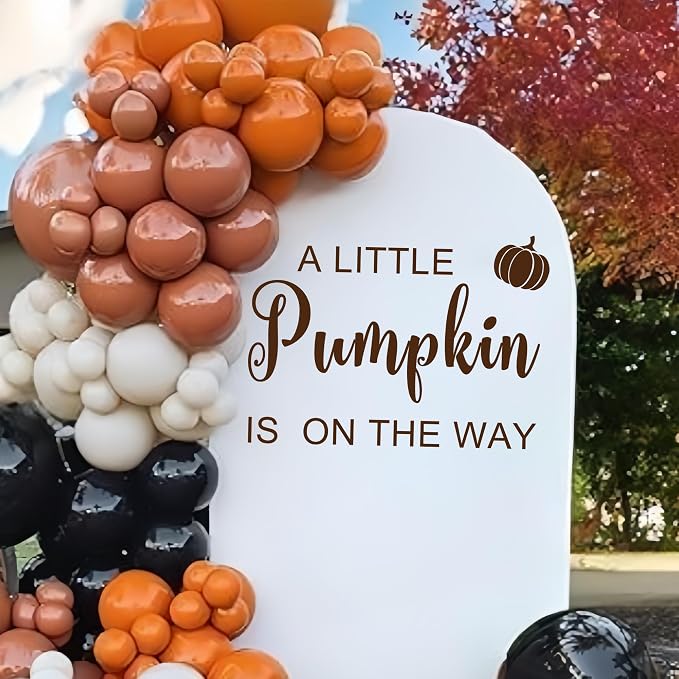 A Little Pumpkin is On The Way Baby Shower Decal | Little Pumpkin Baby Shower Decorations Decal, Fall Theme Gender Reveal Decor Sign Sticker for Party, Backdrop, Balloon Arch