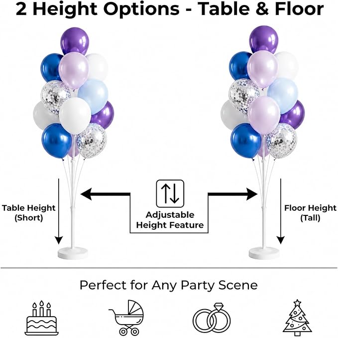 Balloon Column Stand Kit with Balloons, Base and Pole, Balloon Column Kit for Floor or Table Backdrop Decoration for Party Wedding Baby Shower Birthday Graduation