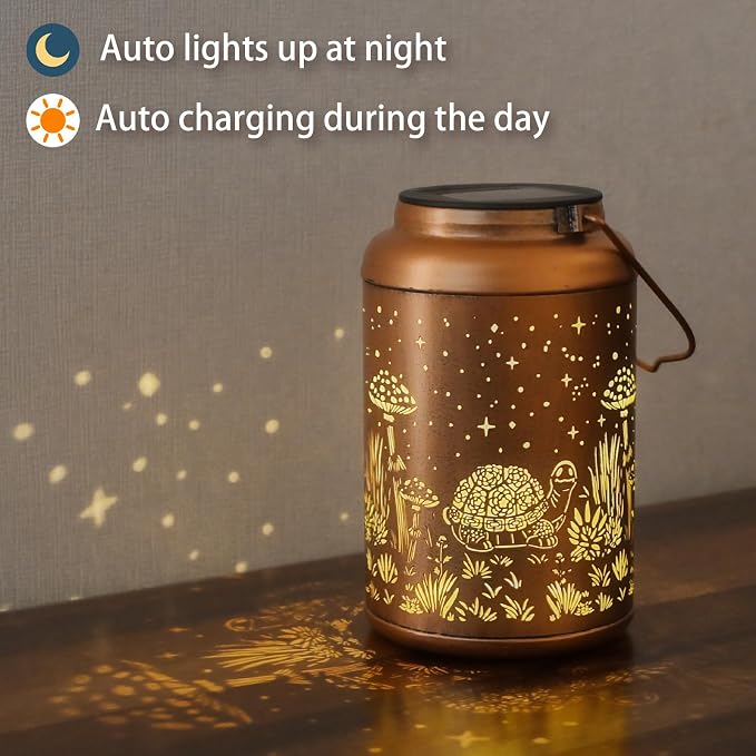 Birthday Gifts for Women Men - 2 Pack Turtle Solar Lanterns Outdoor Waterproof, Mothers Day Gifts for Mom Grandma, Hanging Turtle Solar Lights Garden Decor, Outdoor Decor for Patio, Yard