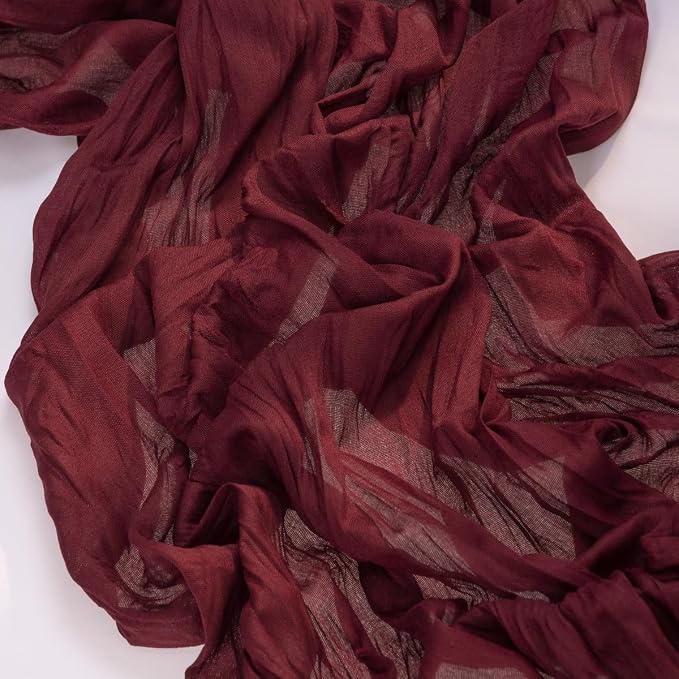 MLMC 2 Pack Burgundy Red Table Runner 10ft Wine Red Cheesecloth Table Runner Sheer Gauze Cheese Cloth Centerpiece 35x120 Inches for Wedding Bridal Shower Anniversary Events Decor