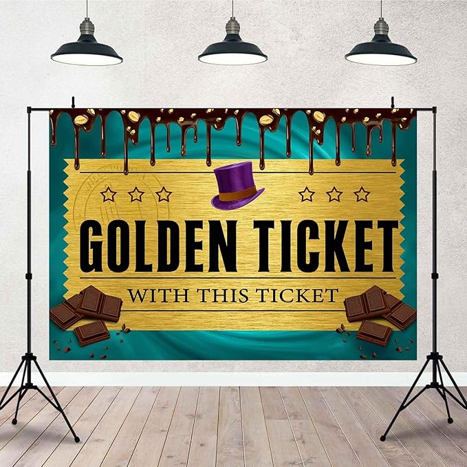 Candy Party Photo Background Golden Ticket Chocolate Factory Kids Birthday Banner Backdrop Kids Birthday Baby Shower Party Decorations Supplies TAYBDJ826