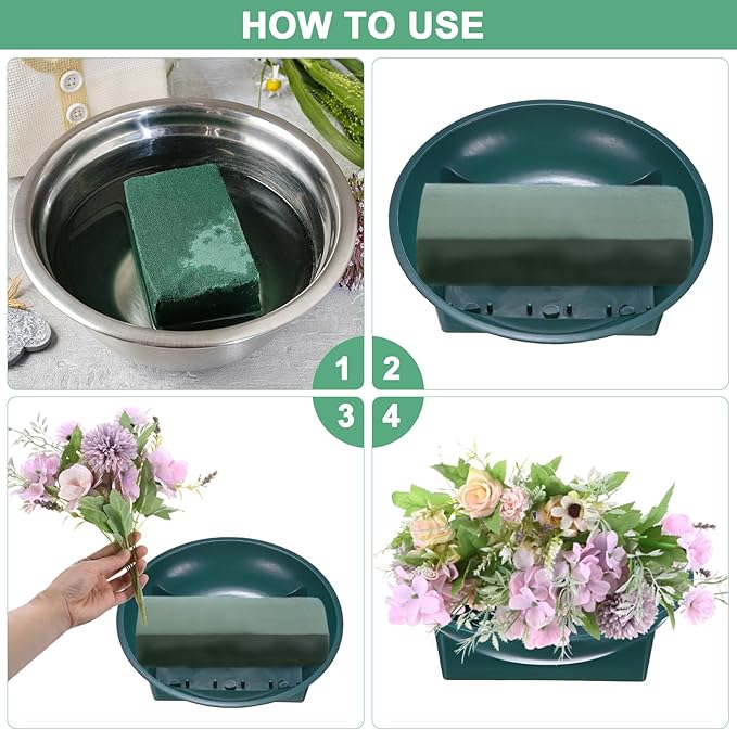 M METERXITY 18-Pack Floral Foam Round Bowls, 6.3 Inch Round Arrangements DIY Floral Bowls, Flower Arrangements Round Floral Supplies for Holiday/Wedding/Party/Birthday Decor [Green]