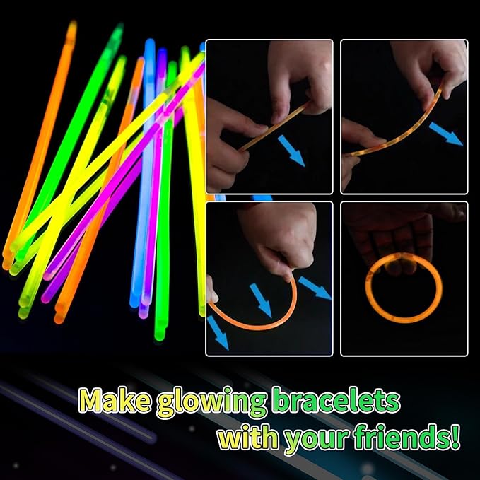 200 Pack 8'' Glow Sticks Bulk Party Favors Orange Light Up Sticks with Connectors Neon Glow in the Dark Party Supplies Bracelets for Holiday Birthday Party Decoration(Orange)