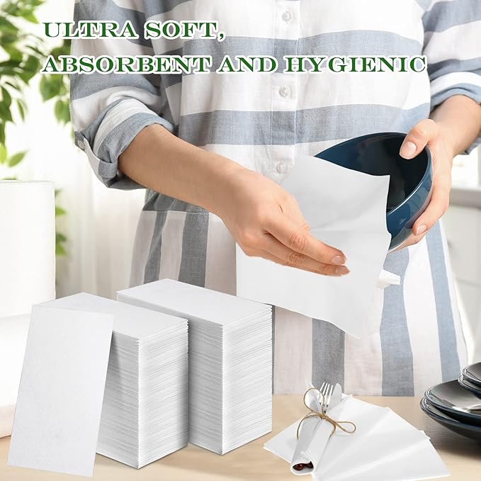 Colarr 2000 Pcs Paper Hand Towels Bathroom Guest Towels, 12" x 17" Disposable Paper Napkins Guest Decorative Dinner Hand Napkin for Wedding Holiday Cocktail Party (White)