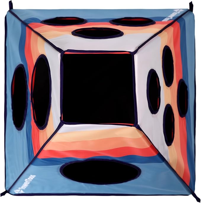 360° Portable Outdoor Toss Game, 4 Sided Folding Tower with 8 Bean Bags & Carry Case, Family Friendly Lawn Game for Beach, Tailgating & Backyard Fun - Ages 8+, 2-4 Players