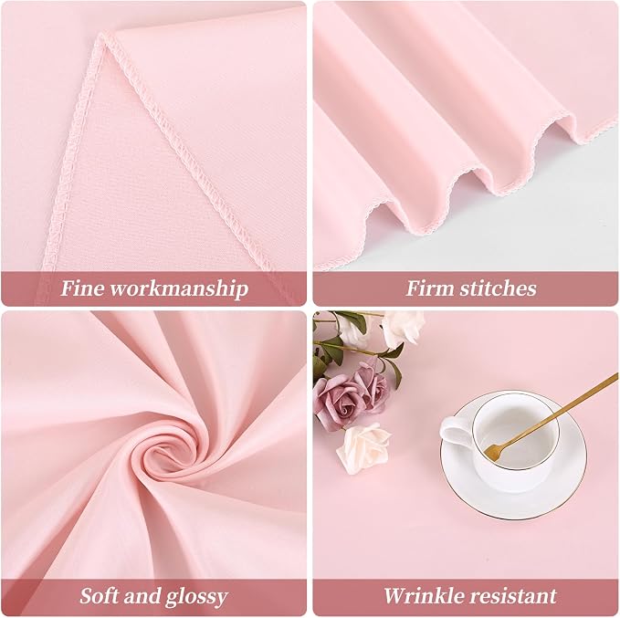 12 Pack Round Tablecloth 90 Inch - Pink Polyester Tablecloth for Round Table, Premium Pink Tableclothes Washable Fabric Table Cover for Wedding Party Banquet Restaurant Reception Dining