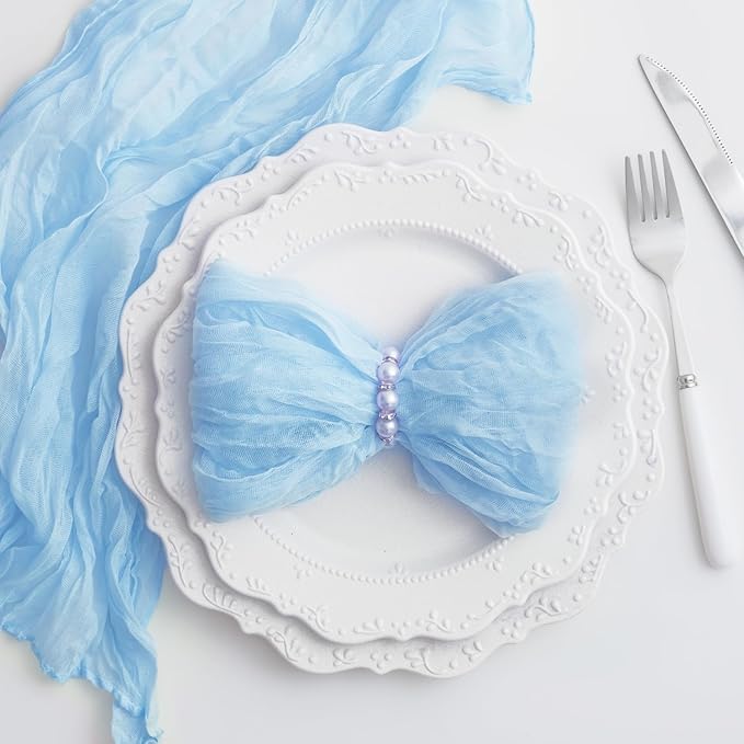 Baby Blue 100 Pack Cheesecloth Napkins Washable 21x21 Inches Baby Blue Cloth Napkins Set of 100 Bridal Baby Shower Dinner Table Napkins for Wedding Rustic Boho Cotton Gauze Summer Party Table Decor