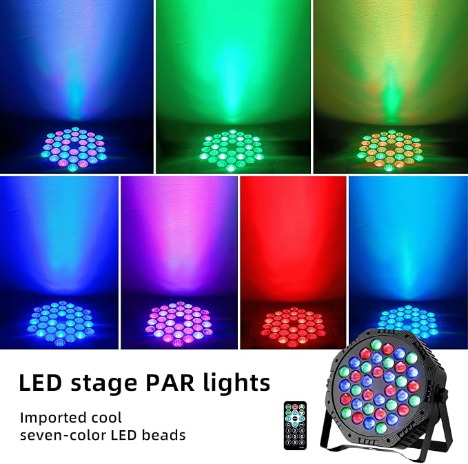 36LED Par Lights DJ Stage Light Corded RGB with Sound Activated Control Uplighting for Wedding Party Club Christmas Stage Lighting Apparatus, 3-Packs(DJ - Light)