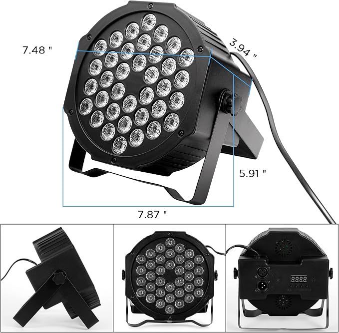 Dj Lights, 4 Pack 36 LED Par Lights Stage Lights with Sound Activated Remote Control & DMX Control, Stage Lighting Uplights for Wedding Club Music Show Christmas Holiday Party Lighting