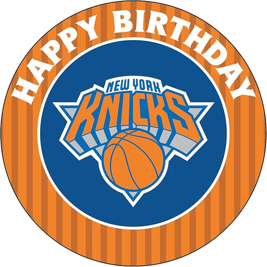 7.5 NY knicks Cake Topper – Round Edible Birthday Cake Decorations, Happy Birthday Cake