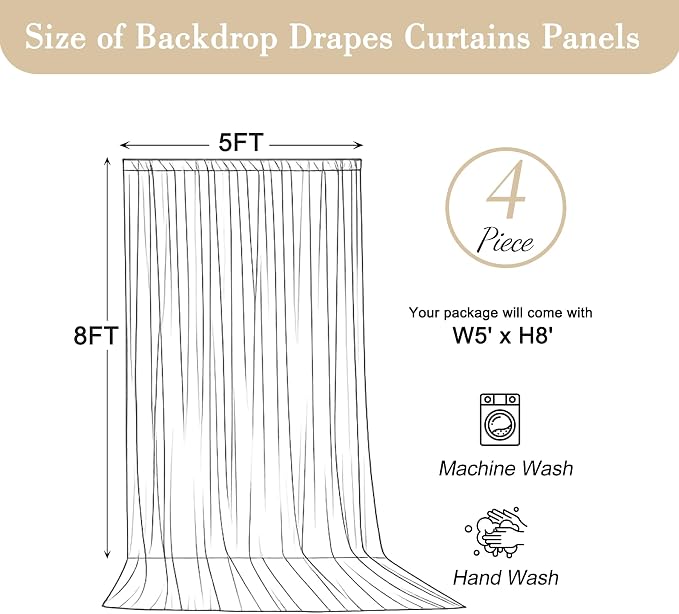 20x8ft Red Backdrop Curtains for Parties Photo Wrinkle Free Polyester Photoshoot Curtains Drapes Backdrop for Baby Shower Wedding Birthday Party Graduation Photography Background 4 Panels 5x8FT