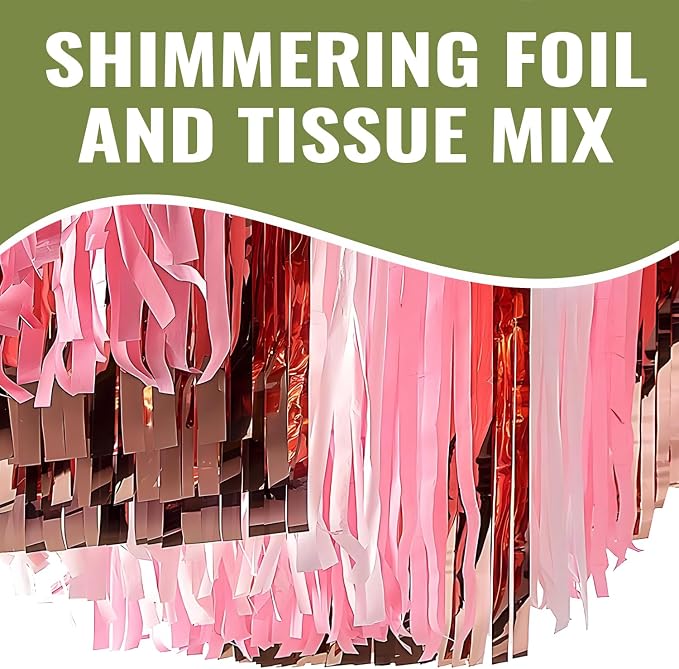 Fun Express 12 Ft. Pink Metallic Foil & Tissue Paper Hanging Ceiling Decoration