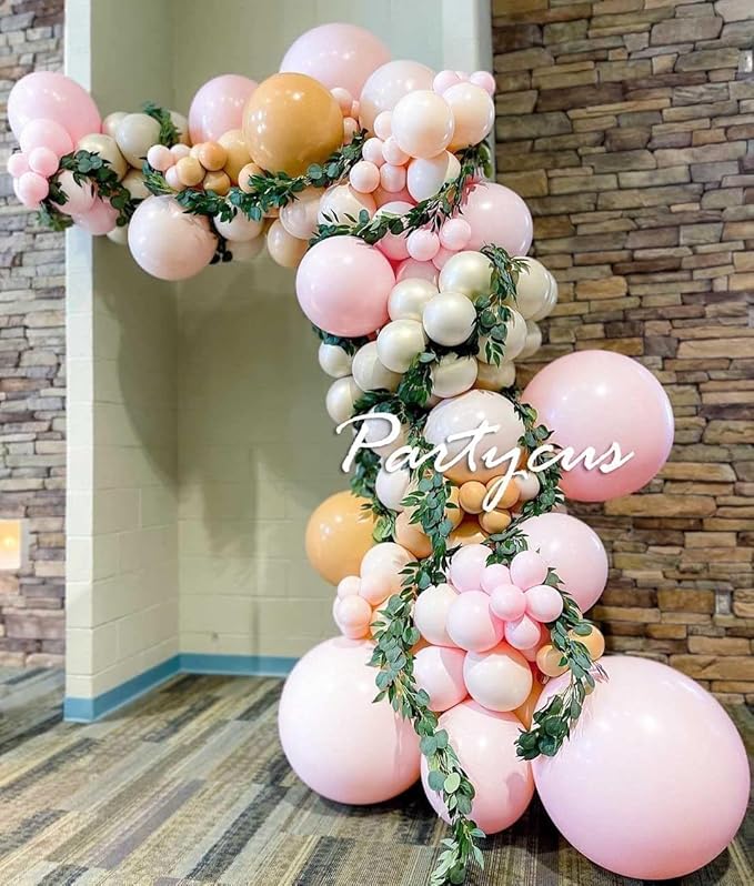 Double Stuffed Pink Balloon Garland Arch Kit Pastel Light Pink Balloons Different Sizes 18/12/5 Inch for Baby Shower Birthday Bridal Wedding Valentine Party