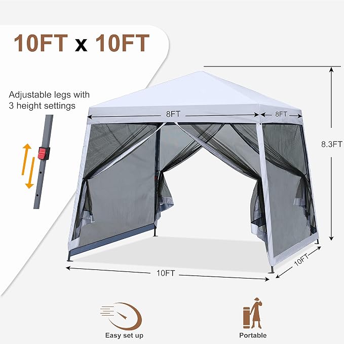 MASTERCANOPY Pop Up Gazebo Canopy with Netting (10x10, White)