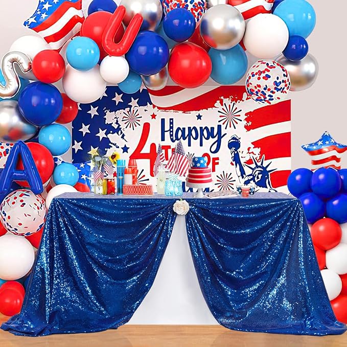 B-COOL Rectangle Sequin Tablecloth 90x156 Inch Party Tablecloths Glitter Table Linen for Birthday Party Wedding Baby Shower Table Independence Holiday Banquet Decoration,Royal Blue