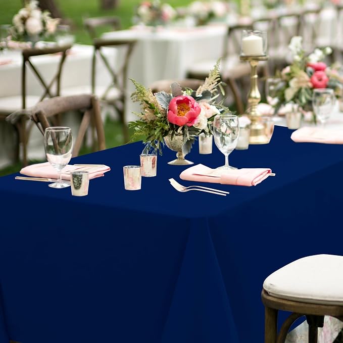sancua Navy Blue Tablecloths for 8 Foot Rectangle Tables, 8 Pack - Washable Polyester Fabric Table Cloth for Wedding Party, Birthday, Banquet Reception, 60x120 Inch