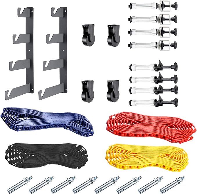NEEWER Photography 4 Roller Wall Mounting Manual Background Support System with 2 x Four Fold Hook, 8 x Expand Bar, 4 x Chain, Load Capacity per Roller: 22lb/10kg