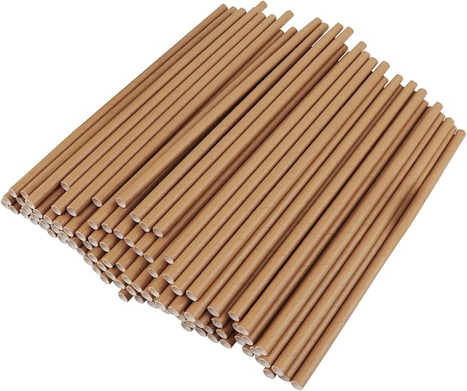 GDMINLO 100 Pack Kraft Paper Straws Biodegradable co-Friendly Drinking Bulk for Party Supplies, Bridal/Baby Shower, Birthday, Mixed Drinks, Weddings, Restaurant, Food Service